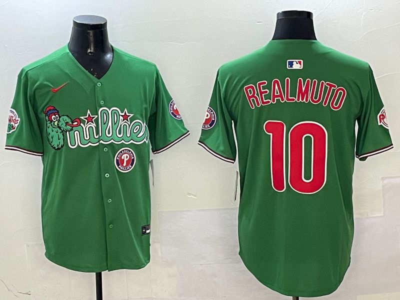 Men Philadelphia Phillies #10 Realmuto Green Three generations Joint Name Game 2025 Nike MLB Jersey style 6->philadelphia phillies->MLB Jersey